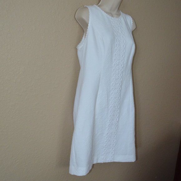$228 Sz 10 Lilly Pulitzer White Textured Sleeveless Shift Dress - Picture 4 of 8